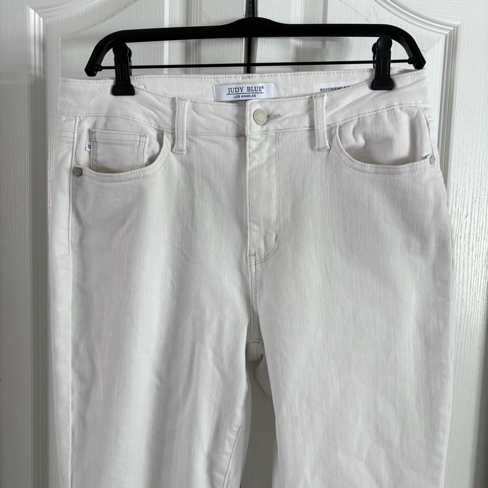 Judy Blue White Double Cuff Boyfriend Jeans Size 29, High Rise Comfort Stretch - Picture 5 of 16